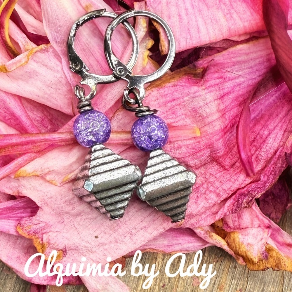 Alquimia purple quartz and Silver Drop Earrings